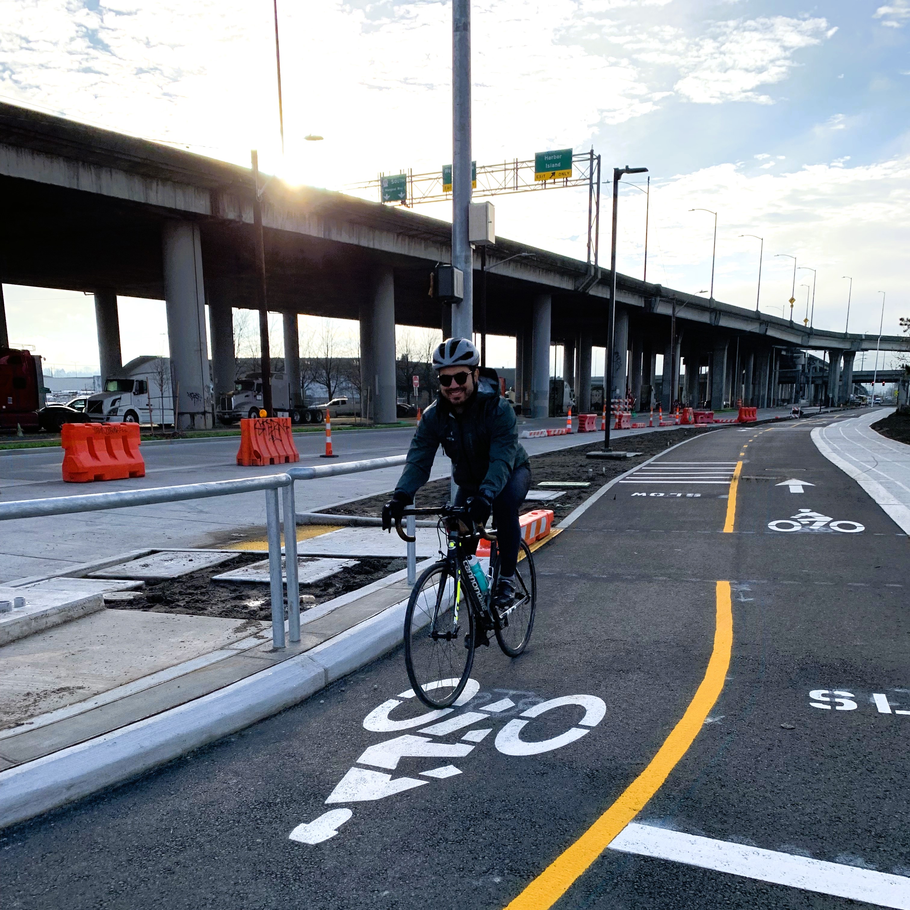 New bike trail on East Marginal Way